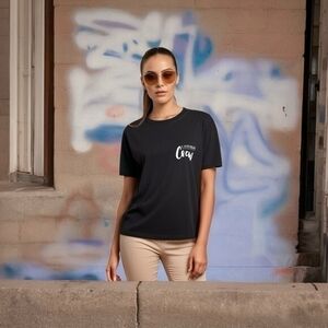 Alter Ego Black White Italian Soft Cotton Crewneck T Shirt M Unisex Oversized NW